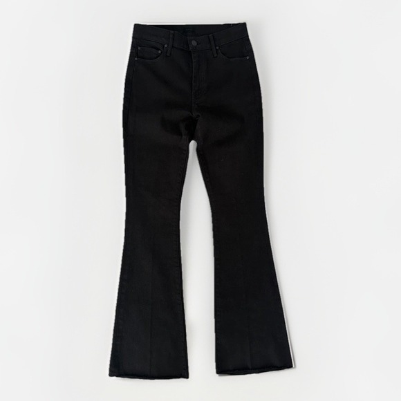 Mother Weekender Fray 27 Mid Rise Flared Denim Jeans Lasting Impressions Black - Picture 2 of 10